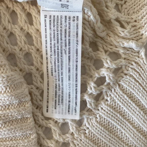 Abercrombie Long-Sleeve Crochet Mesh Knit Crew Top Sweater NWOT - Picture 8 of 11